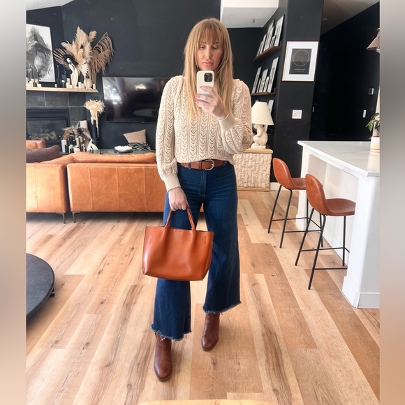 Co Lab brown tan camel leather crossbody tote purse - Picture 7 of 10